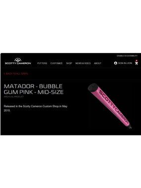 Scotty Cameron Matador Bubble Gum Pink Mid-Size Putter Grip **NOS